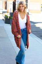 Load image into Gallery viewer, Rust Popcorn Long Sleeve Open Sweater Cardigan
