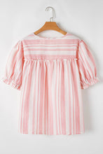 Load image into Gallery viewer, 66DISCO - Plus Size Stripe Tassel Tie Frilled Short Sleeve Blouse
