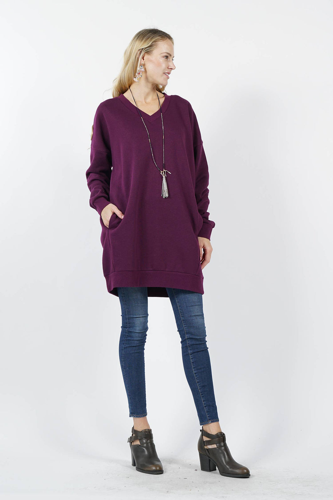 42POPS - .SI-7380 Two-pocket oversize fleece tunic