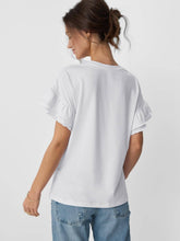Load image into Gallery viewer, Suhkasana - Women's Ruffle Sleeve Crew Neck T-Shirt – Casual Summer Solid Color Top
