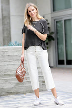 Load image into Gallery viewer, 42POPS - ,._ SI-24394 WASHED SHORT SLEEVE BOAT-NECK TOP W HI-LOW HEM

