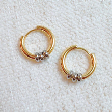 Load image into Gallery viewer, Ellison+Young - Ringed Up Two Toned Huggie Hoop Earrings
