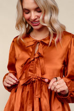 Load image into Gallery viewer, Tied Up in Style Rust Ribbon Blouse
