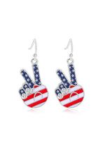 Load image into Gallery viewer, Patriotic Metal Peace Sign Dangle Earrings
