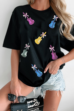 Load image into Gallery viewer, Aapparella - Sequined Bow Guitar Country Music Festival Tee | S-XL

