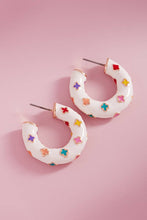 Load image into Gallery viewer, Designature New York - Clover Pattern Color Enamel Post Pin Hoop Earrings
