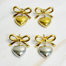 Load image into Gallery viewer, Ellison+Young - Mini Bow Mini Heart Earrings
