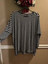 Load image into Gallery viewer, Black with White Stripes Dolman Top
