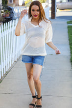 Load image into Gallery viewer, Can&#39;t Look Away Oatmeal Crochet V Neck Collared Top

