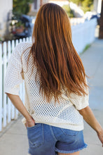Load image into Gallery viewer, Can&#39;t Look Away Oatmeal Crochet V Neck Collared Top

