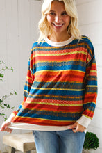 Load image into Gallery viewer, Sunset on the Trail Multicolor Textured Oversized Knit Sweater
