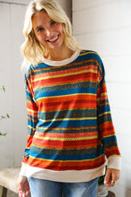 Load image into Gallery viewer, Sunset on the Trail Multicolor Textured Oversized Knit Sweater
