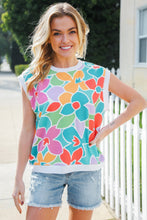 Load image into Gallery viewer, Beautiful You Teal Multicolor Floral Rib Dolman Sleeve Top
