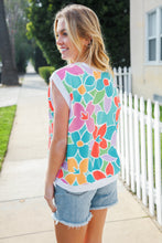 Load image into Gallery viewer, Beautiful You Teal Multicolor Floral Rib Dolman Sleeve Top

