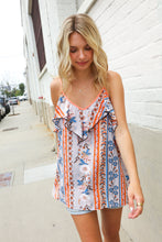 Load image into Gallery viewer, Sunny Days Coral Ruffle V Neck Floral Print Sleeveless Top
