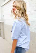 Load image into Gallery viewer, Casual Chic Blue Cotton Denim Snap Button Flap Pocket Top
