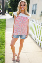 Load image into Gallery viewer, Coral &amp; White Cotton Floral Embroidered Yoke Top
