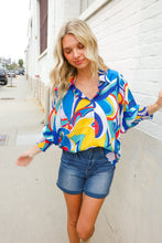 Load image into Gallery viewer, Best in Bold Abstract Print Button-Down Smock Sleeve Top
