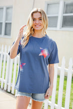 Load image into Gallery viewer, Patriotic Denim Blue French Terry Plaid Star Patch Top
