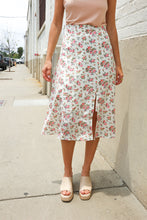 Load image into Gallery viewer, Put Together Ivory Front Slit Floral Print Lined Midi Skirt
