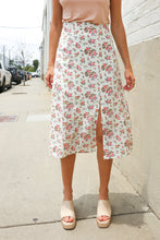 Load image into Gallery viewer, Put Together Ivory Front Slit Floral Print Lined Midi Skirt

