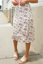 Load image into Gallery viewer, Put Together Ivory Front Slit Floral Print Lined Midi Skirt
