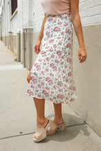 Load image into Gallery viewer, Put Together Ivory Front Slit Floral Print Lined Midi Skirt

