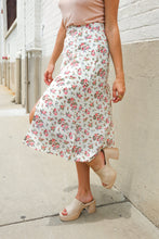 Load image into Gallery viewer, Put Together Ivory Front Slit Floral Print Lined Midi Skirt
