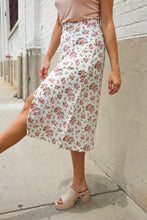 Load image into Gallery viewer, Put Together Ivory Front Slit Floral Print Lined Midi Skirt
