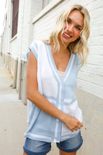 Load image into Gallery viewer, Put Together Blue V Neck Button Down Color Block Sweater Vest
