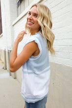 Load image into Gallery viewer, Put Together Blue V Neck Button Down Color Block Sweater Vest
