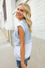 Load image into Gallery viewer, Put Together Blue V Neck Button Down Color Block Sweater Vest
