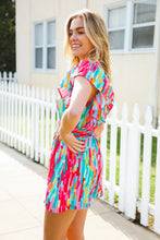 Load image into Gallery viewer, Feeling Bold Fuchsia Abstract Print Smocked Waist Flutter Sleeve Romper
