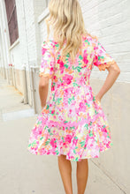 Load image into Gallery viewer, Beautiful You Rose Floral Print Ric Rack Trim Babydoll Dress

