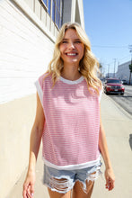 Load image into Gallery viewer, Lock Eyes Pink &amp; Ivory Jacquard Waffle Knit Banded Sleeveless Top
