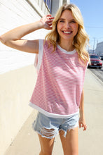 Load image into Gallery viewer, Lock Eyes Pink &amp; Ivory Jacquard Waffle Knit Banded Sleeveless Top
