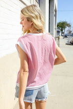 Load image into Gallery viewer, Lock Eyes Pink &amp; Ivory Jacquard Waffle Knit Banded Sleeveless Top
