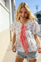 Load image into Gallery viewer, Feeling Femme Ivory Ribbon Bow Tie Folded Puff Sleeve Top
