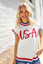 Load image into Gallery viewer, Holiday Ready Red/White &amp; Blue USA Embroidery Dolman Top
