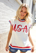 Load image into Gallery viewer, Holiday Ready Red/White &amp; Blue USA Embroidery Dolman Top
