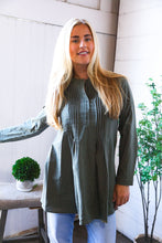 Load image into Gallery viewer, Read Between the Lines Olive Button Cotton Tunic
