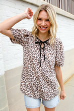 Load image into Gallery viewer, Everyday Animal Print Collar Notch Front Tie Knit Top
