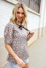 Load image into Gallery viewer, Everyday Animal Print Collar Notch Front Tie Knit Top
