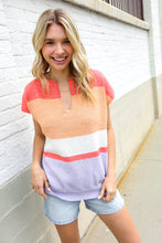 Load image into Gallery viewer, Lock Eyes Coral Notched Neck Drop Shoulder Sweater Top
