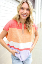 Load image into Gallery viewer, Lock Eyes Coral Notched Neck Drop Shoulder Sweater Top
