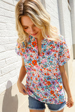 Load image into Gallery viewer, Beautiful You Ivory Floral Print Notch Neck Puff Short Sleeve Top
