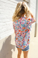 Load image into Gallery viewer, Beautiful You Ivory Floral Print Notch Neck Puff Short Sleeve Top
