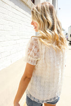 Load image into Gallery viewer, Classy Chic Ivory Swiss Dot Chiffon Button Yoke Lined Blouse
