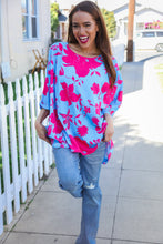 Load image into Gallery viewer, Follow Me Fuchsia Floral Asymmetrical Coverup Blouse

