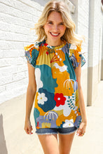 Load image into Gallery viewer, Be Bold Multicolor Abstract Print Flutter Sleeve Mock Neck Top
